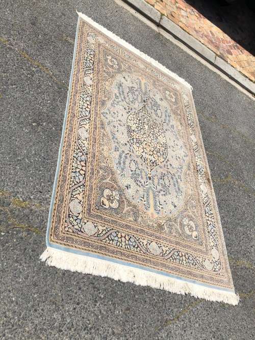 INVESTMENT PIECE ~ AMAZING PART SILK AND LAMBS WOOL ISFAHAN TREE OF LIFE PERSIAN CARPET 220 X 140cm