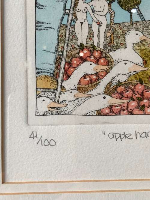 INVESTMENT ART !!! THEO PAUL VORSTER - (SWA 1958 -) LIMITED EDITION HAND COLOURED ETCHING 41/100