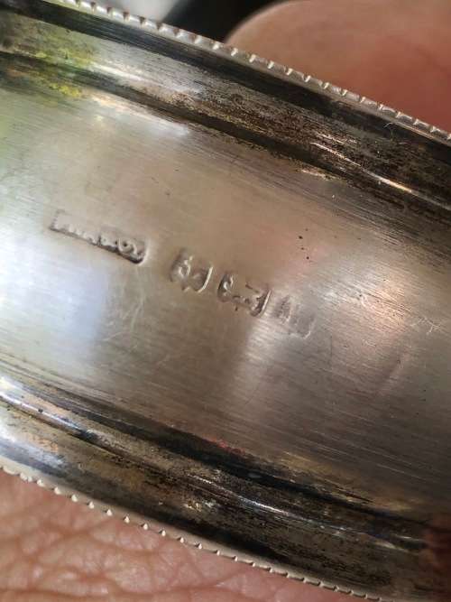 STERLING SILVER HALLMARKED BOXED PAIR OF NAPKIN RINGS - F.H. ADAMS & CO BIRMINGHAM - 23.76g