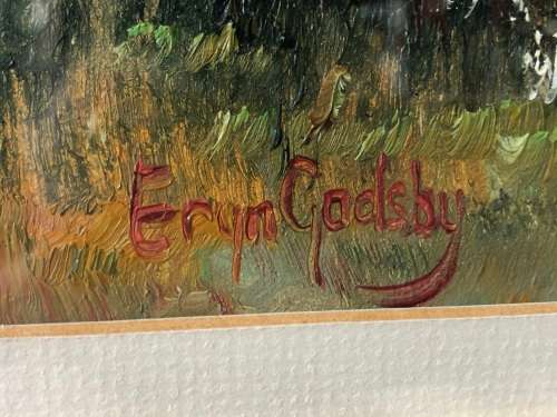 INVESTMENT ART  - ERYN GADSBY (SA 20th C) GORGEOUS FRAMED OIL ON CANVAS LANDSCAPE - LARGE FRAME