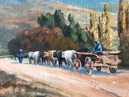 WOW  STUNNING FRAMED OIL ON CANVAS - DONKEY CART - SIGNED A KYLE AND FRAMED REALLY WELL