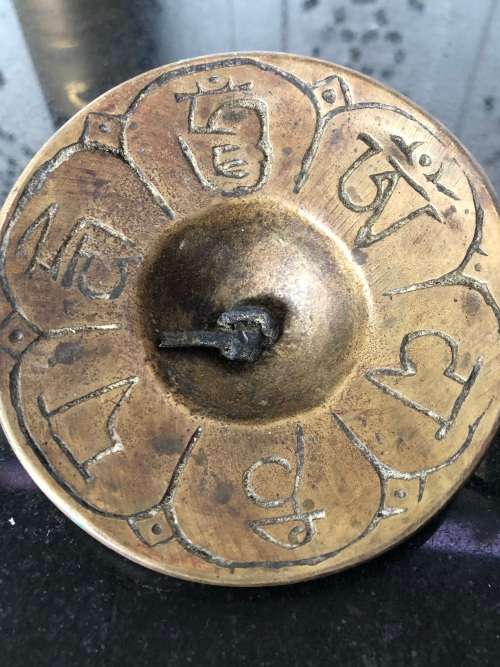 FANTASTIC FIND , LARGE ANTIQUE TIBETAN TINGSHAS OR CYMBALS IN THE ORIGINAL CASE - READ DESCRIPTION