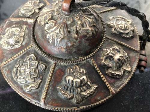 FANTASTIC FIND , LARGE ANTIQUE TIBETAN TINGSHAS OR CYMBALS IN THE ORIGINAL CASE - READ DESCRIPTION