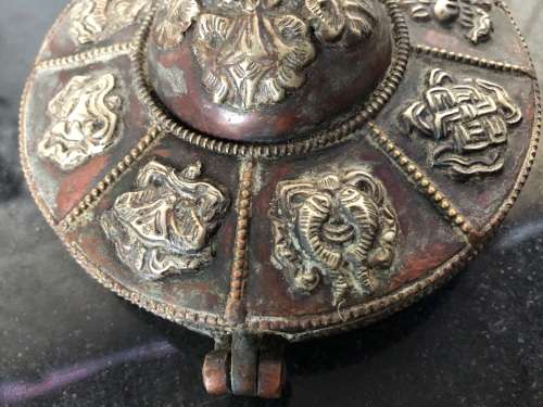 FANTASTIC FIND , LARGE ANTIQUE TIBETAN TINGSHAS OR CYMBALS IN THE ORIGINAL CASE - READ DESCRIPTION