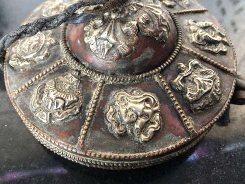 FANTASTIC FIND , LARGE ANTIQUE TIBETAN TINGSHAS OR CYMBALS IN THE ORIGINAL CASE - READ DESCRIPTION