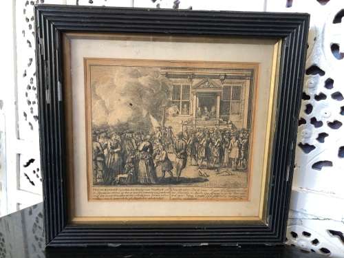 PETER SCHENK THE YOUNGER (DUTCH 1693-1775) 307 YEAR OLD ORIGINAL FRAMED ENGRAVING DATED APRIL 1713