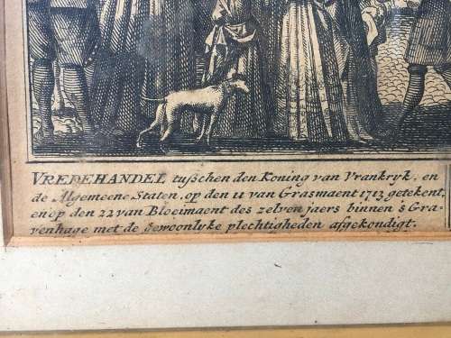 PETER SCHENK THE YOUNGER (DUTCH 1693-1775) 307 YEAR OLD ORIGINAL FRAMED ENGRAVING DATED APRIL 1713