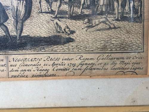 PETER SCHENK THE YOUNGER (DUTCH 1693-1775) 307 YEAR OLD ORIGINAL FRAMED ENGRAVING DATED APRIL 1713