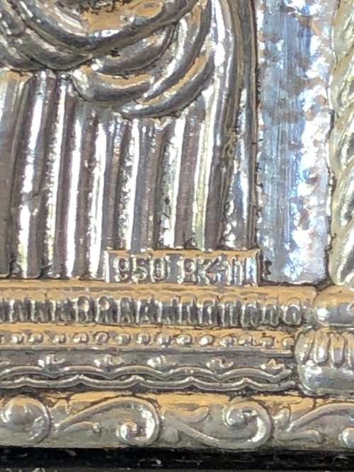 950 HALLMARKED SILVER CLARTE GREEK BYZANTINE ICON OF JESUS CHRIST - CERTIFICATE ON THE BACK