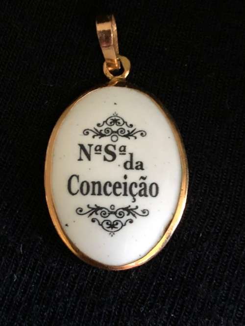 OH MY - SUPERB FIND - PORTUGUESE 19.2ct ROSE GOLD ENAMEL PENDANT OF MOTHER MARY - 2.68g OVERALL