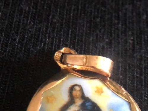 OH MY - SUPERB FIND - PORTUGUESE 19.2ct ROSE GOLD ENAMEL PENDANT OF MOTHER MARY - 2.68g OVERALL