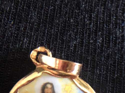 OH MY - SUPERB FIND - PORTUGUESE 19.2ct ROSE GOLD ENAMEL PENDANT OF MOTHER MARY - 2.68g OVERALL