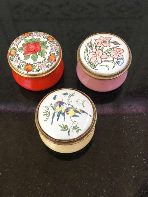 Staffordshire Enamels Old Bilston Battersea Traditional Pill Box, Flower of the Month `June-Rose`