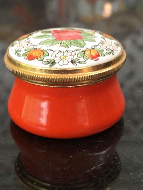 Staffordshire Enamels Old Bilston Battersea Traditional Pill Box, Flower of the Month `June-Rose`