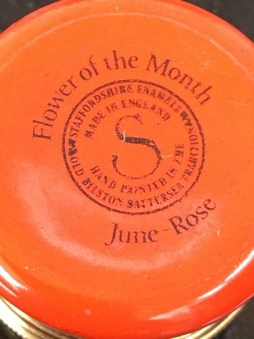 Staffordshire Enamels Old Bilston Battersea Traditional Pill Box, Flower of the Month `June-Rose`