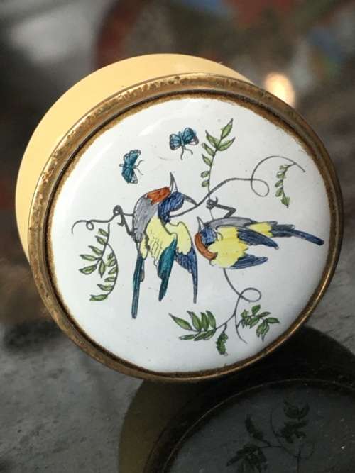 Staffordshire Enamels Old Bilston Battersea Traditional Pill Box, Bird Series