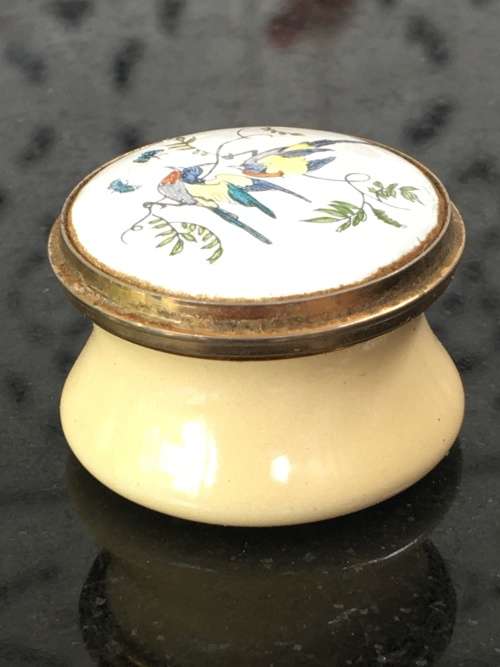 Staffordshire Enamels Old Bilston Battersea Traditional Pill Box, Bird Series