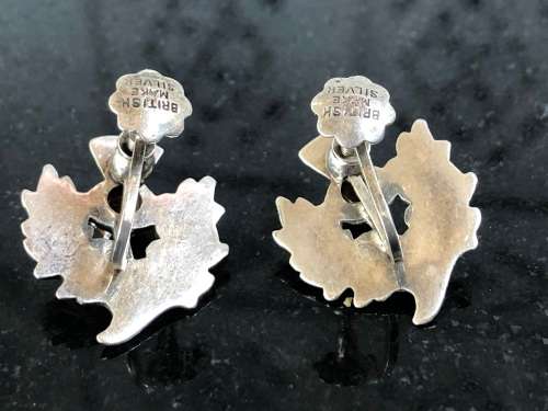 STUNNING VINTAGE PAIR OF SCOTTISH THISTLE SCREW FIT AMBER STONE EARRINGS - 8g - CLEARLY MARKED