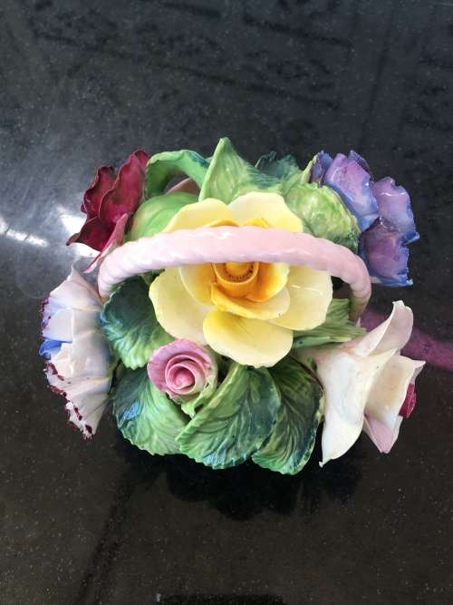 Vintage Radnor Bone China England Flower Basket and Swan