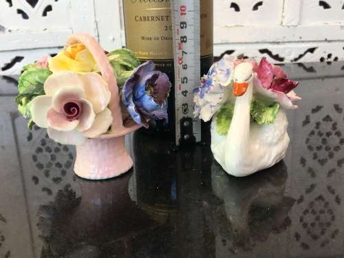 Vintage Radnor Bone China England Flower Basket and Swan