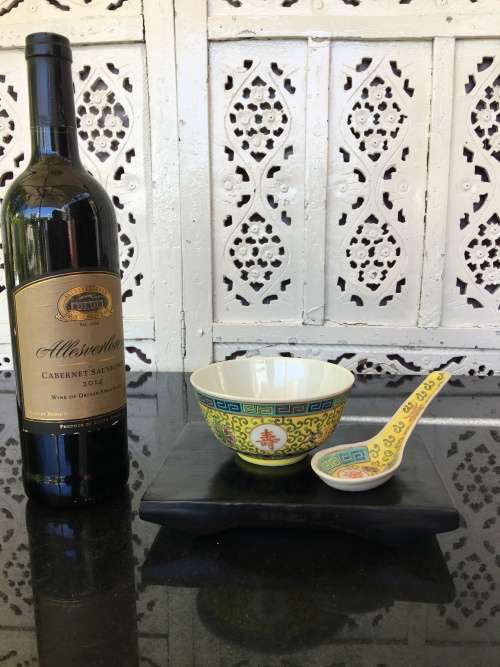 MID 1900s CHINESE JIANGXI JINGDEZHEN YELLOW ENAMEL HAND PAINTED RICE BOWL and SPOON