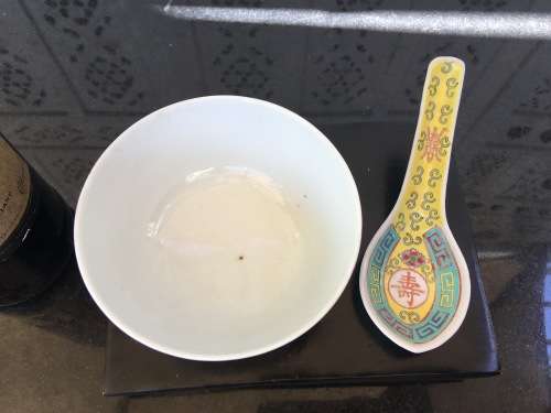 MID 1900s CHINESE JIANGXI JINGDEZHEN YELLOW ENAMEL HAND PAINTED RICE BOWL and SPOON