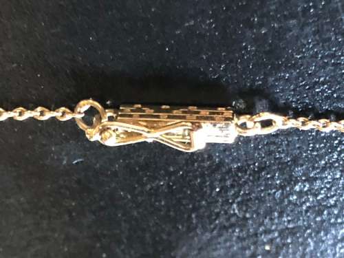 14ct WHITE GOLD CHAIN WITH BARREL CLASP WITH A 935 GERMAN ART DECO CHRYSOPRASE AND DIAMOND PENDANT