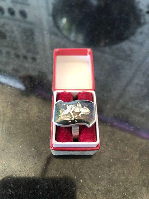 STUNNING STERLING SILVER SIAMESE ENAMEL RING - AUTO ADJUSTABLE - FITS ALL SIZES - 4.14g