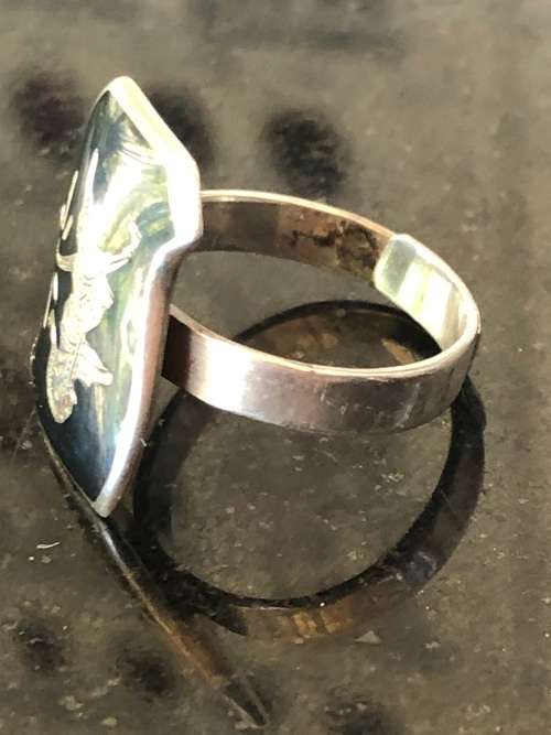 STUNNING STERLING SILVER SIAMESE ENAMEL RING - AUTO ADJUSTABLE - FITS ALL SIZES - 4.14g