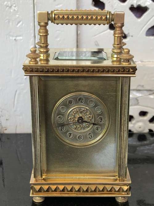 STUNNING VINTAGE BRASS FRENCH CARRIAGE CLOCK - FULL WORKING ORDER