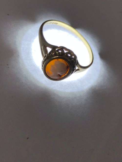 9ct VINTAGE YELLOW GOLD CAMEO RING - 1.37g WEIGHT - SIZE L1/2 - HALLMARKED LONDON