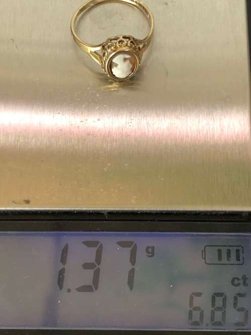 9ct VINTAGE YELLOW GOLD CAMEO RING - 1.37g WEIGHT - SIZE L1/2 - HALLMARKED LONDON