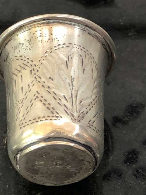 POLISH HALLMARKED 800 SILVER KIDDUSH CUP BY MARCIN JARRA - KRACOW MARKED - c1867 - 15.24g