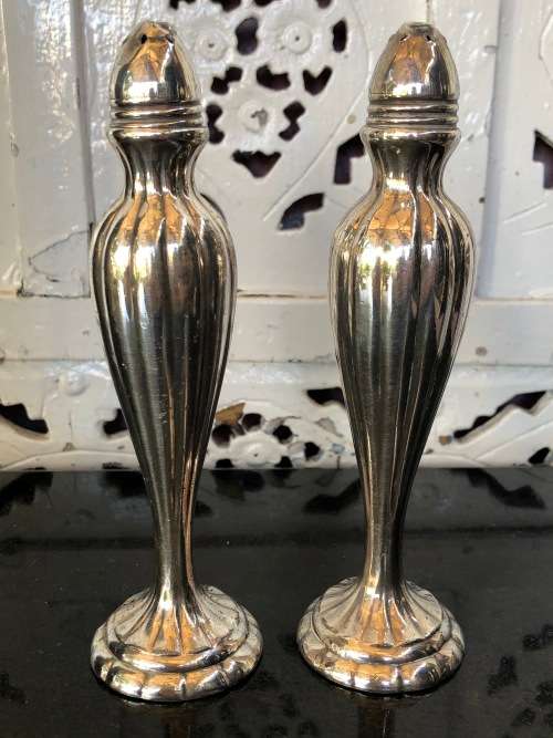 STUNNING HEAVY PAIR OF EMPIRE STYLE CANADIAN MADE SALT AND PEPPER SHAKERS