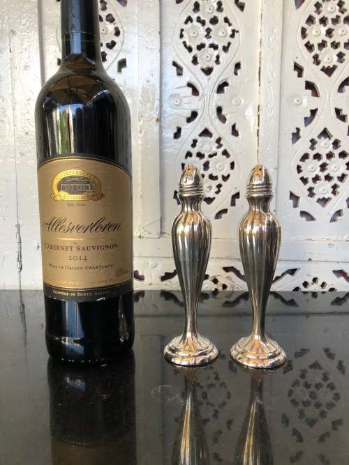 STUNNING HEAVY PAIR OF EMPIRE STYLE CANADIAN MADE SALT AND PEPPER SHAKERS