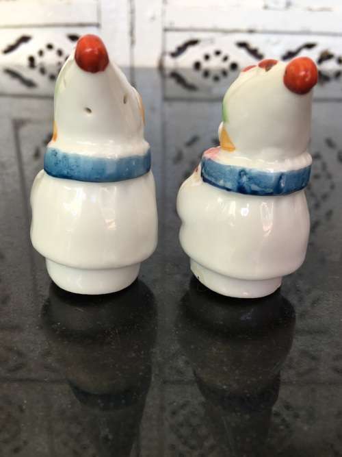 Unique Vintage Raised Relief Porcelain  Salt and Pepper Basket