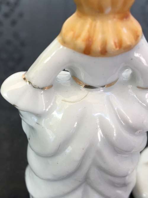 Unique Vintage Raised Relief Porcelain Salt and Pepper Victorian French Figurines