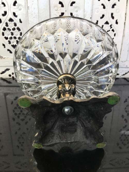 Large Vintage Japan Stamped Art Glass and Metal Compote, Detachable.