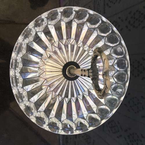 Large Vintage Japan Stamped Art Glass and Metal Compote, Detachable.