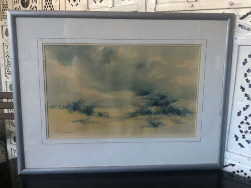 FANTASTIC FRAMED WATERCOLOR PAINTING BY D. BEZUIDENHOUT (SA 20th CENTURY)