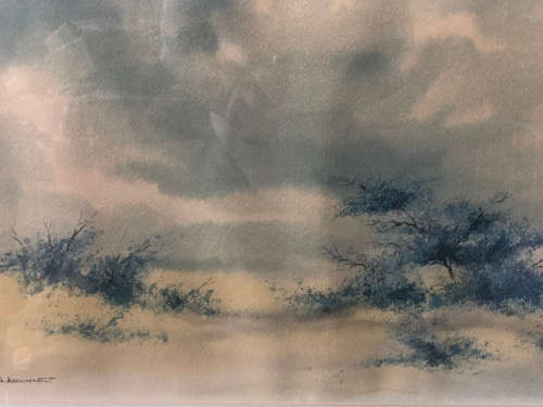 FANTASTIC FRAMED WATERCOLOR PAINTING BY D. BEZUIDENHOUT (SA 20th CENTURY)