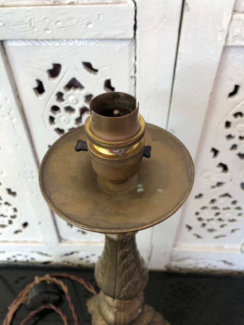 AMAZING FIND !!!! 19th CENTURY BAROQUE / ROCOCO HEAVY BRASS CANDLESTICK - ELECTRIFIED FOR A LAMP