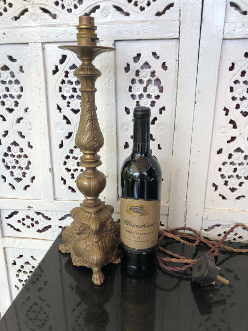 AMAZING FIND !!!! 19th CENTURY BAROQUE / ROCOCO HEAVY BRASS CANDLESTICK - ELECTRIFIED FOR A LAMP