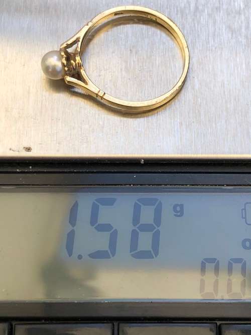 WHAT A BEAUTY !!!! 9ct YELLOW GOLD PEARL RING - 1.58g - SIZE N