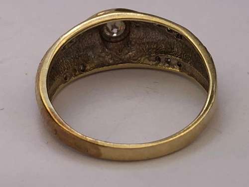 9ct Yellow Gold Diamond Dress Ring with Certificate - 13 Round Brilliant Cut Diamonds - 3.06g