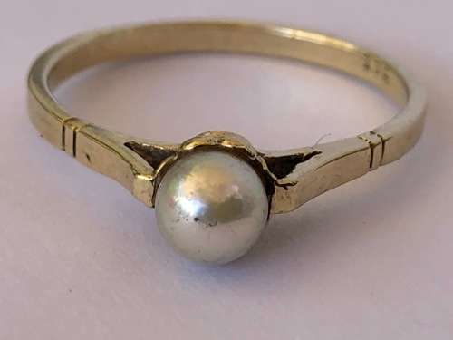 WHAT A BEAUTY !!!! 9ct YELLOW GOLD PEARL RING - 1.58g - SIZE N