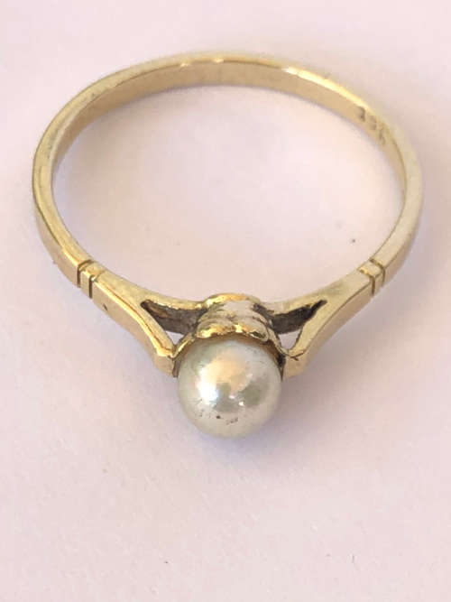 WHAT A BEAUTY !!!! 9ct YELLOW GOLD PEARL RING - 1.58g - SIZE N