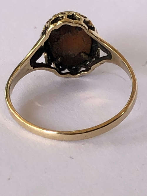 9ct VINTAGE YELLOW GOLD CAMEO RING - 1.37g WEIGHT - SIZE L1/2 - HALLMARKED LONDON
