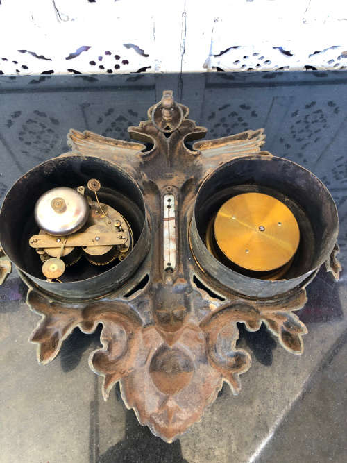 WOW !!! AMAZING BRONZE PIECE - STUNNING HANGING HEAVY VICTORIAN JAPY FRERE CLOCK AND WEATHER STATION