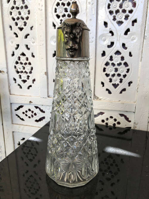 WOW !!! STUNNING CUT GLASS CLARET JUG WITH FALSTAFF SILVER PLATED COLLAR ETC